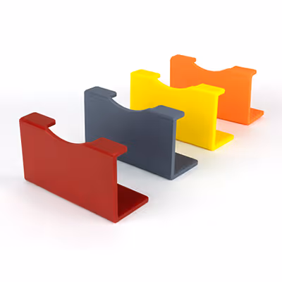 Michel Vario -koodaus Michel Vario-Tisch tummanpunainen, tummanharmaa, keltainen ja oranssi.