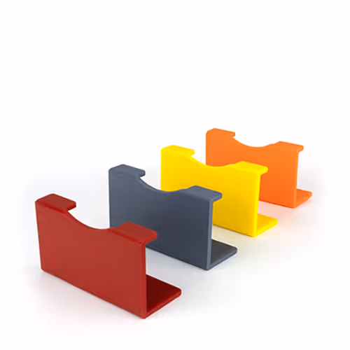 Codifica Michel Vario per il Vario-Tisch Michel Vario-Tisch colori rosso scuro, grigio scuro, giallo e arancione.