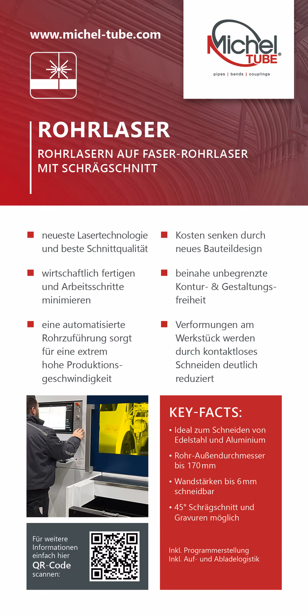 Michel Tube Flyer Cover on the topic of tube lasers