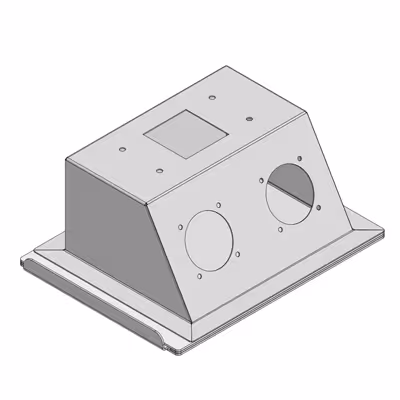Technische Zeichnung des Absaugkastens 2-Fach für den Edelstahlcontainer ModuSilo. 