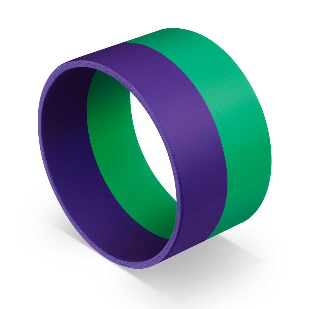Two-color coding ring in purple and green, for loose attachment to the hose.
