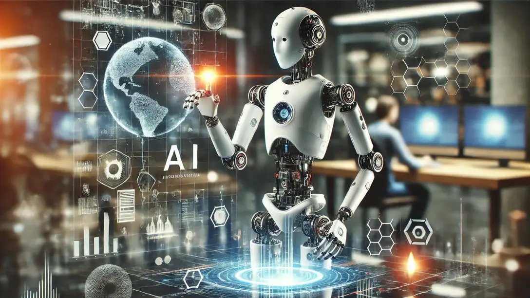 Robot demonstrating artificial intelligence in action, showcasing the implementation of advanced technology in a modern setting.