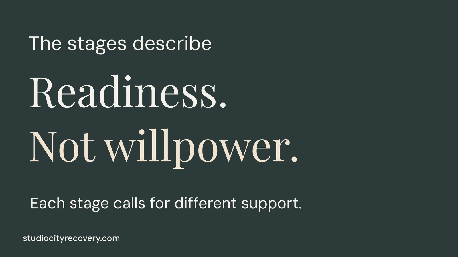 Readiness, not willpower: each stage of change calls for a different kind of support.