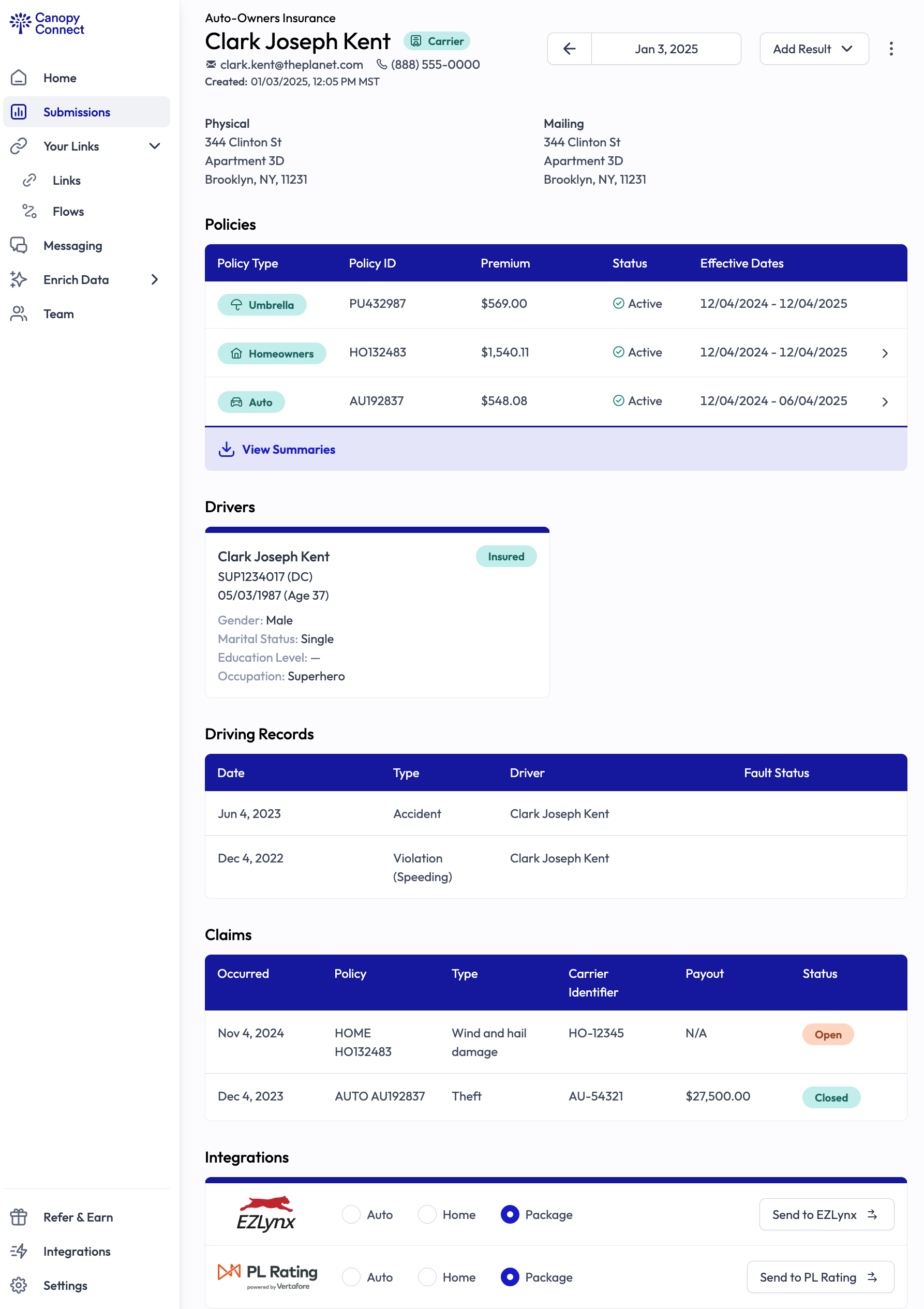 Canopy Connect Dashboard