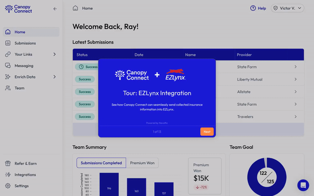 Click to Open a Demo Tour of Canopy Connect integrated with EZLynx