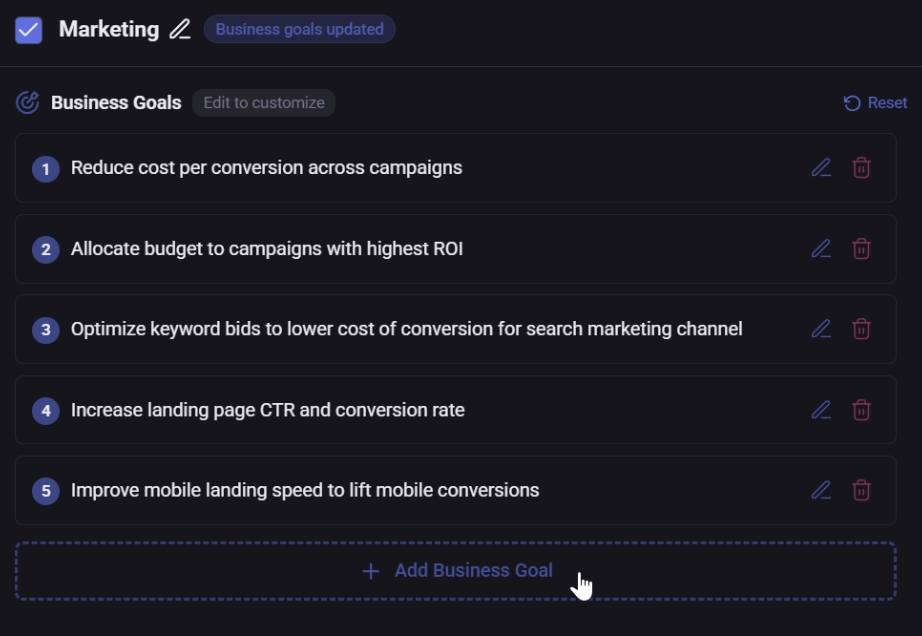 Goals AI: from goals to recommendations