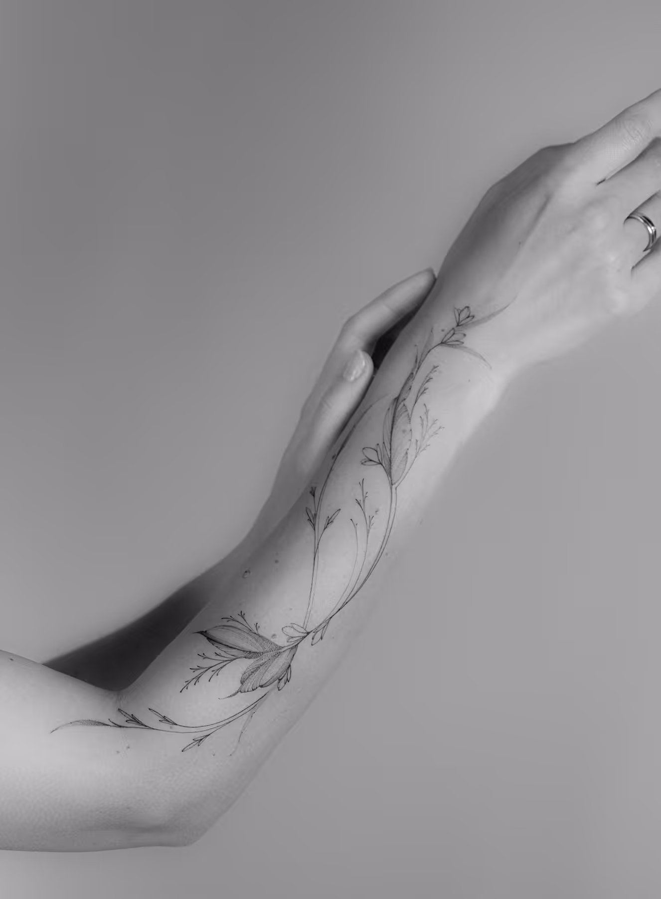 A picture of ornamental floral tattoo by Lass Tattoo