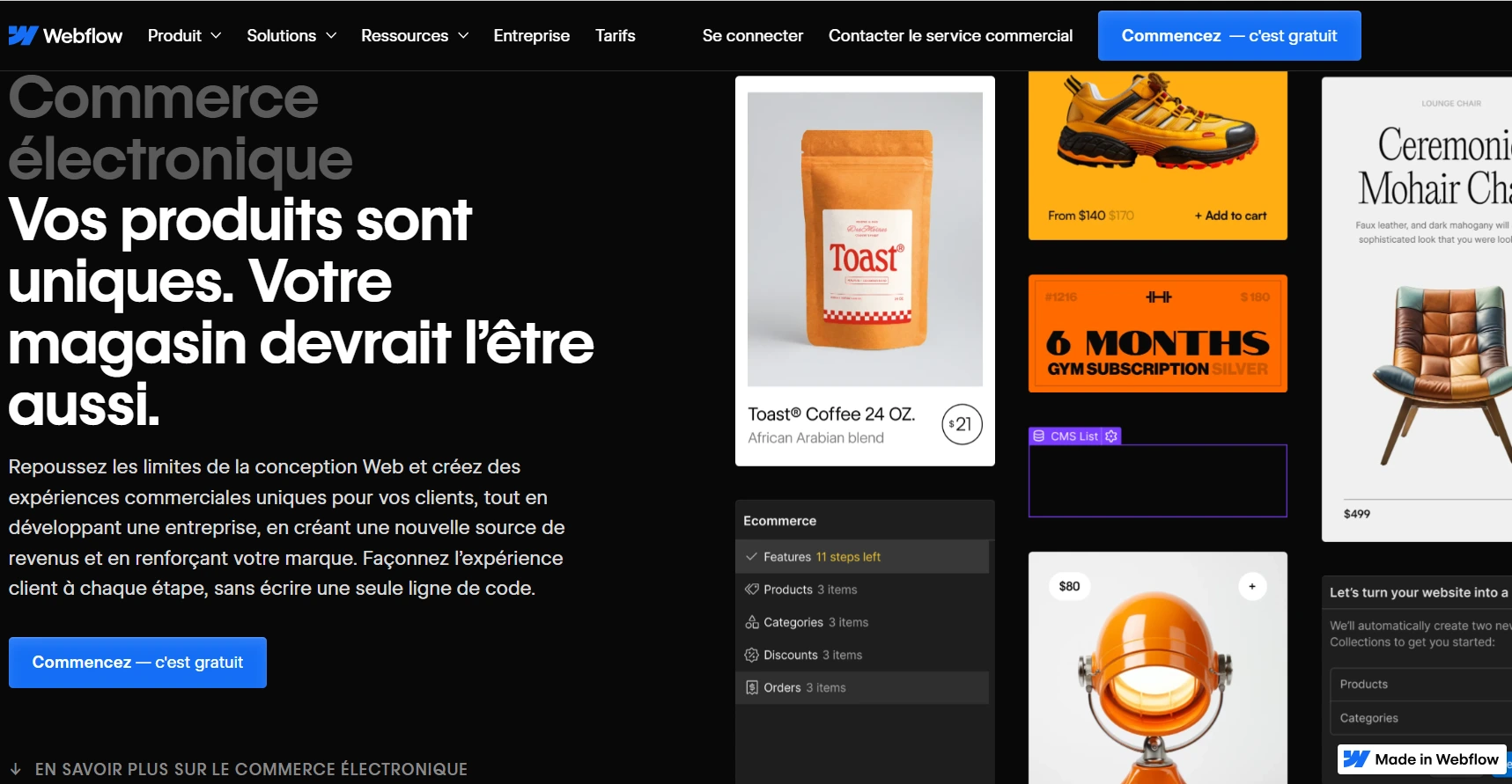 Site Webflow E-commerce