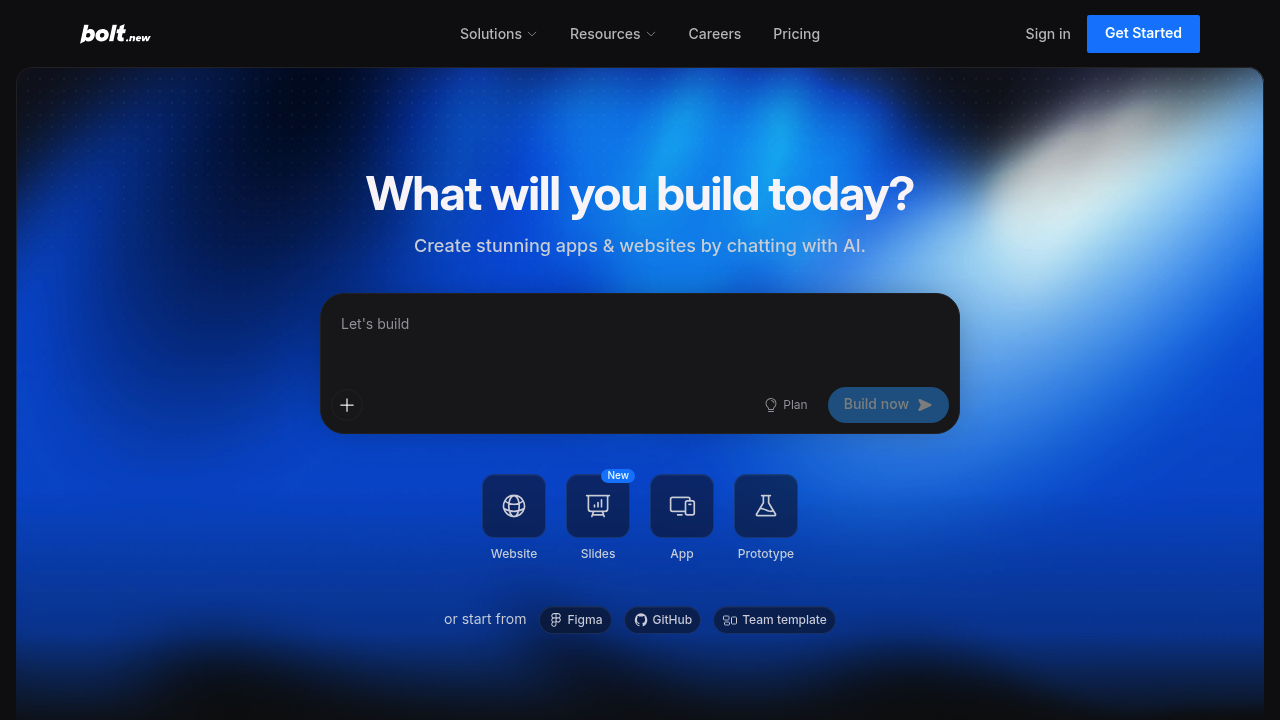 Screenshot of https://bolt.new