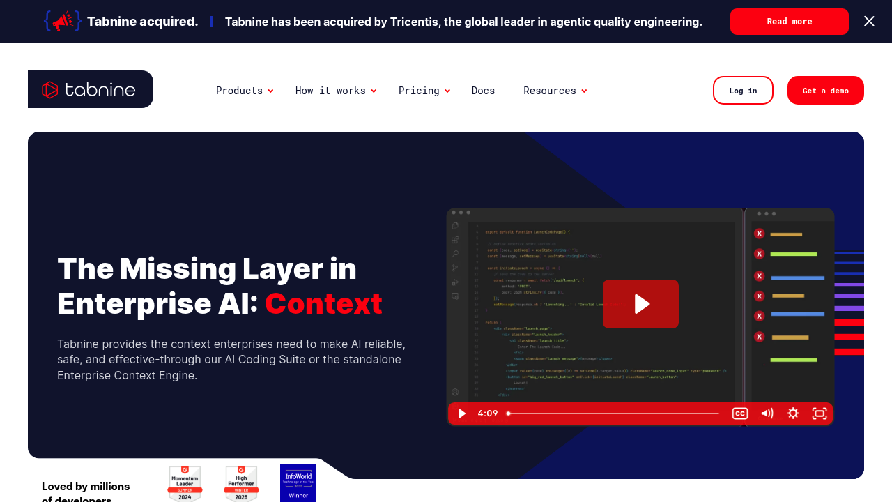 Screenshot of https://www.tabnine.com