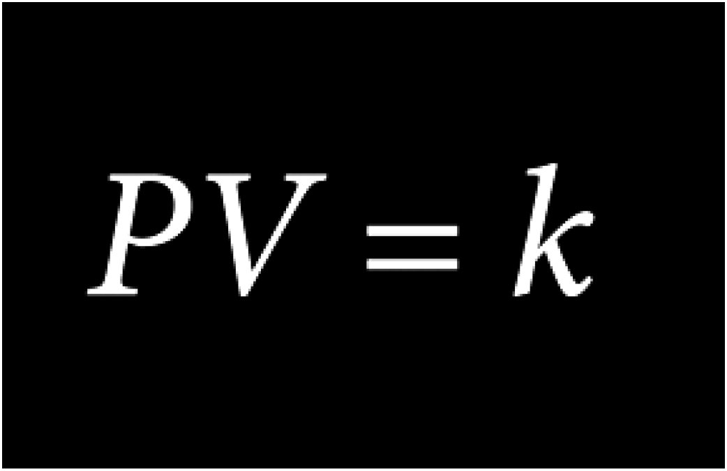 Mathematical equation PV equals k on a black background.