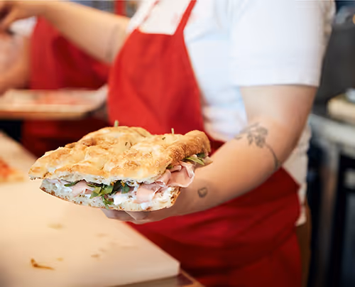 Photo of a hand holding a sandwich