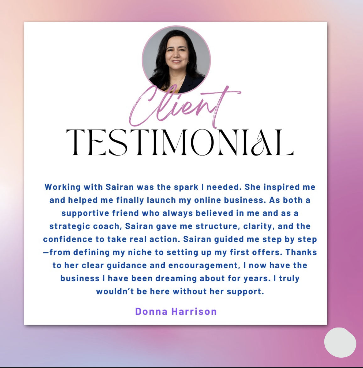 Client testimonial