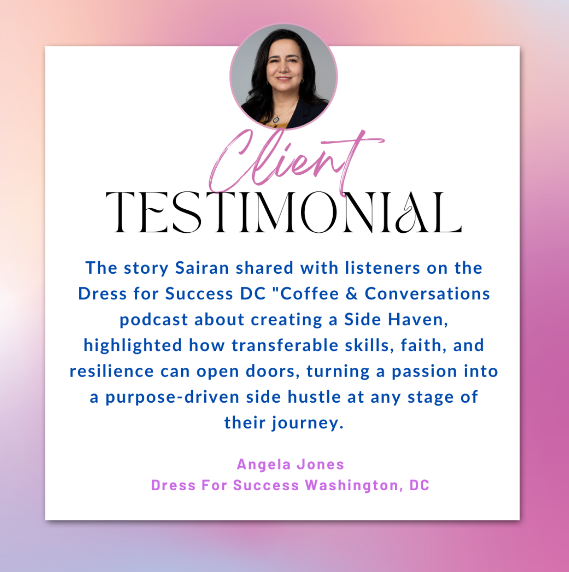 Client testimonial