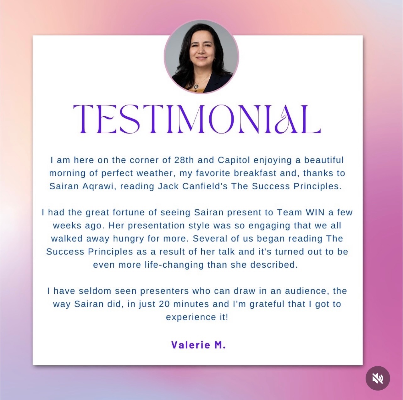 Client testimonial