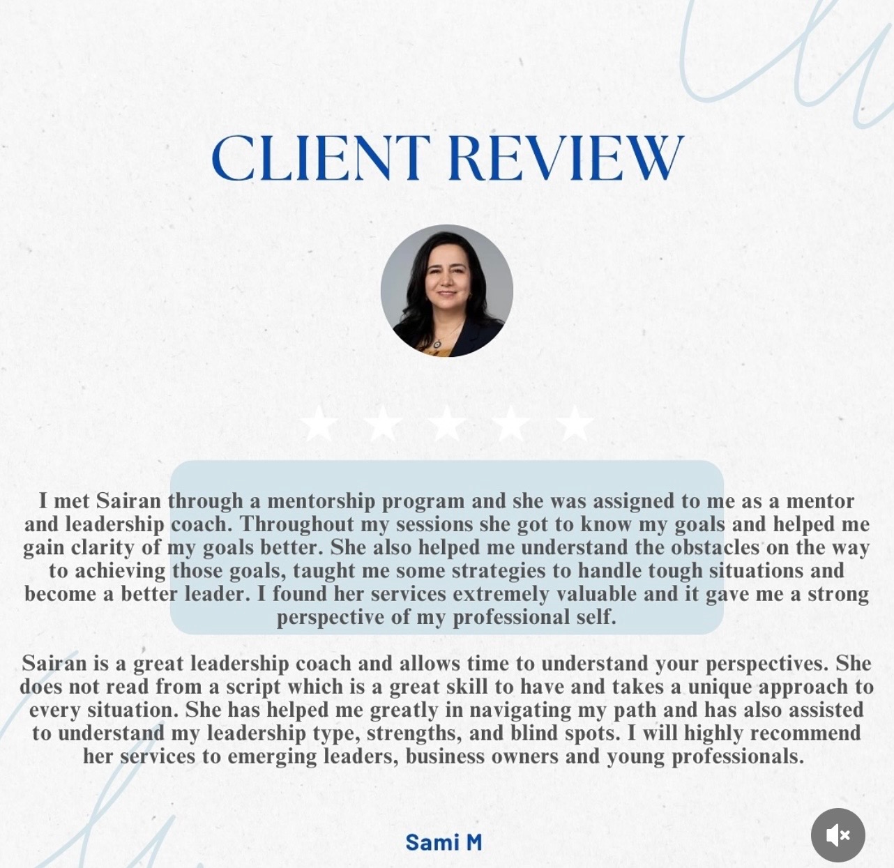 Client testimonial