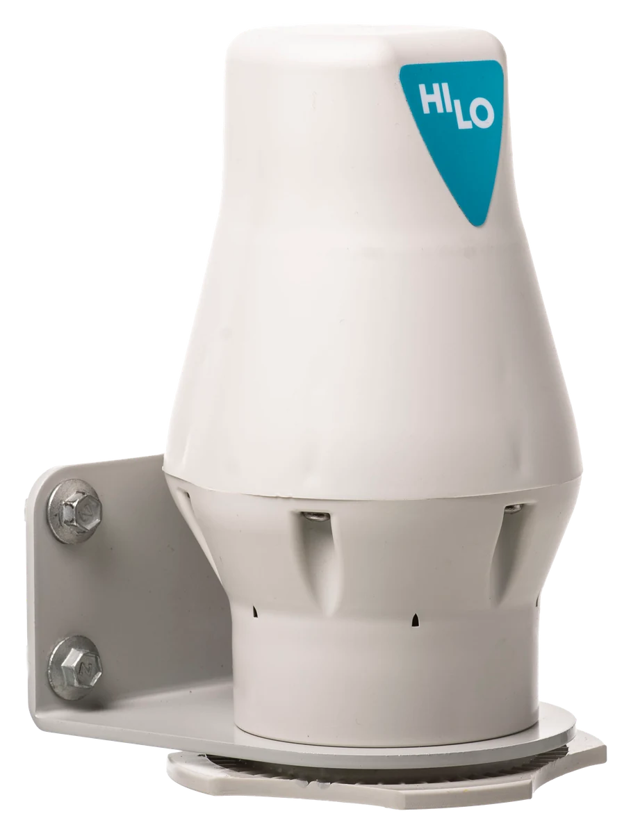 HiLo LS1-R radar level monitor on its angle bracket
