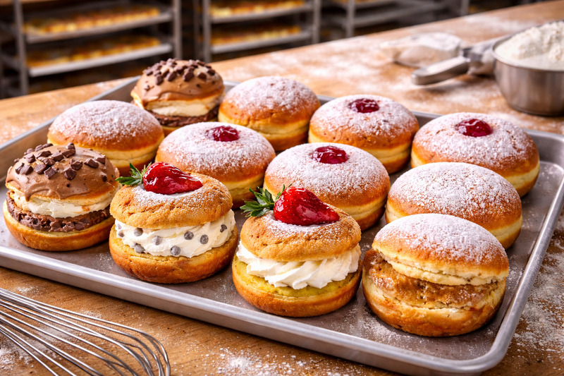 tray of assorted traditionally made paczki