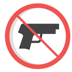 gun inside a circle with a line across signaling no guns allowed.