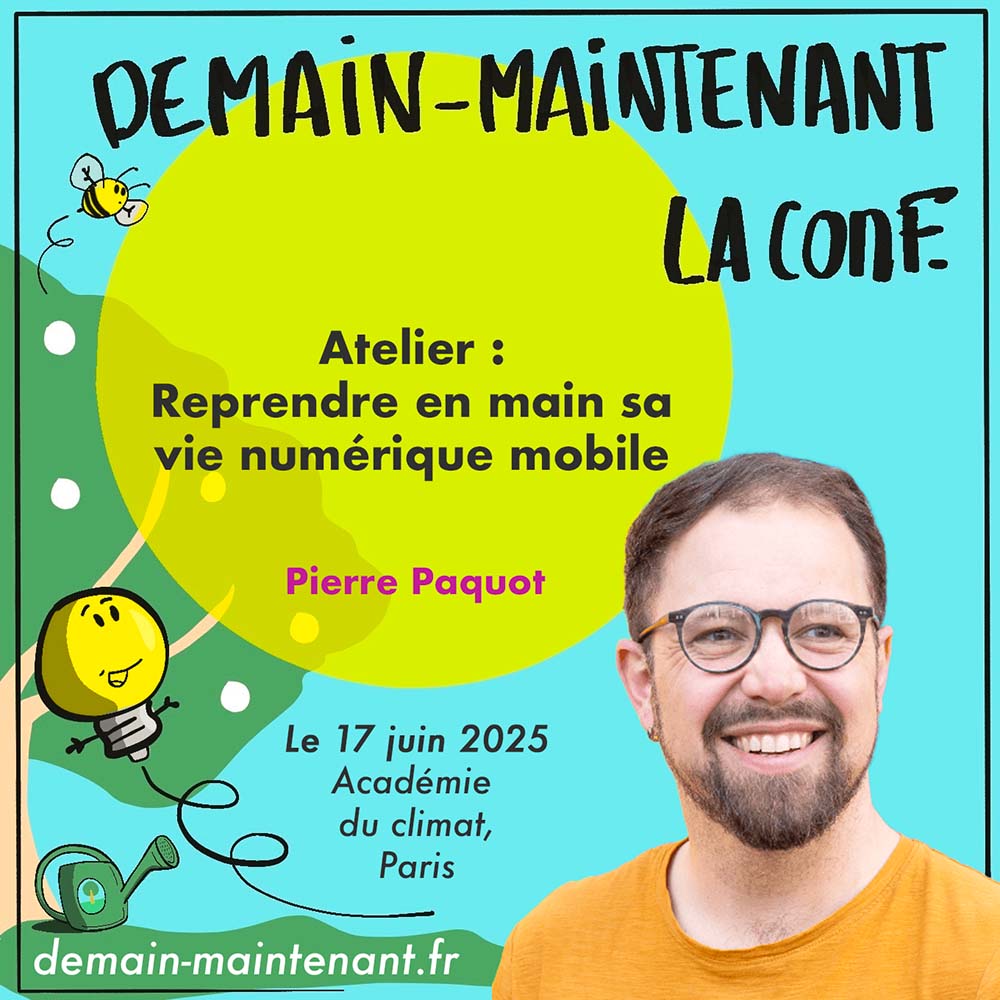 Bannière de l'atelier de Pierre Paquot : Reprendre en main sa vie numérique mobile