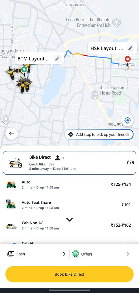 Rapido booking process