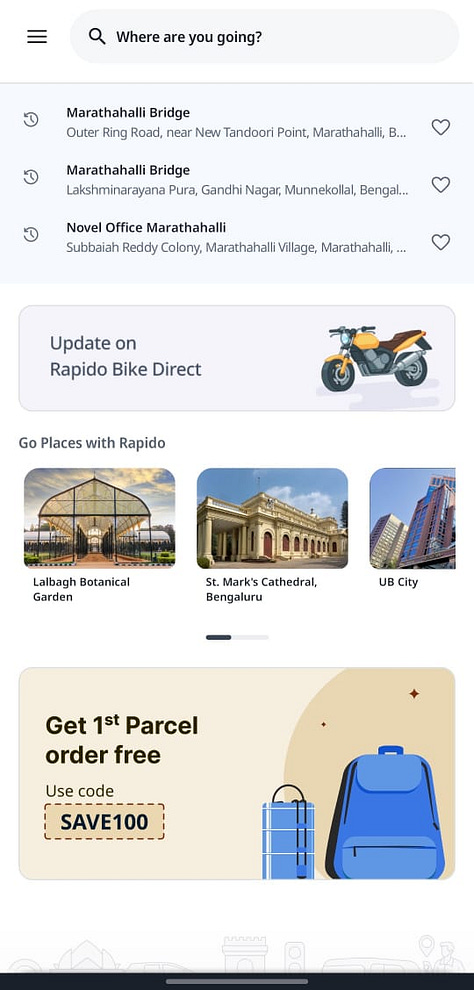 Rapido booking process