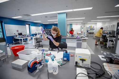Female student in a lab.