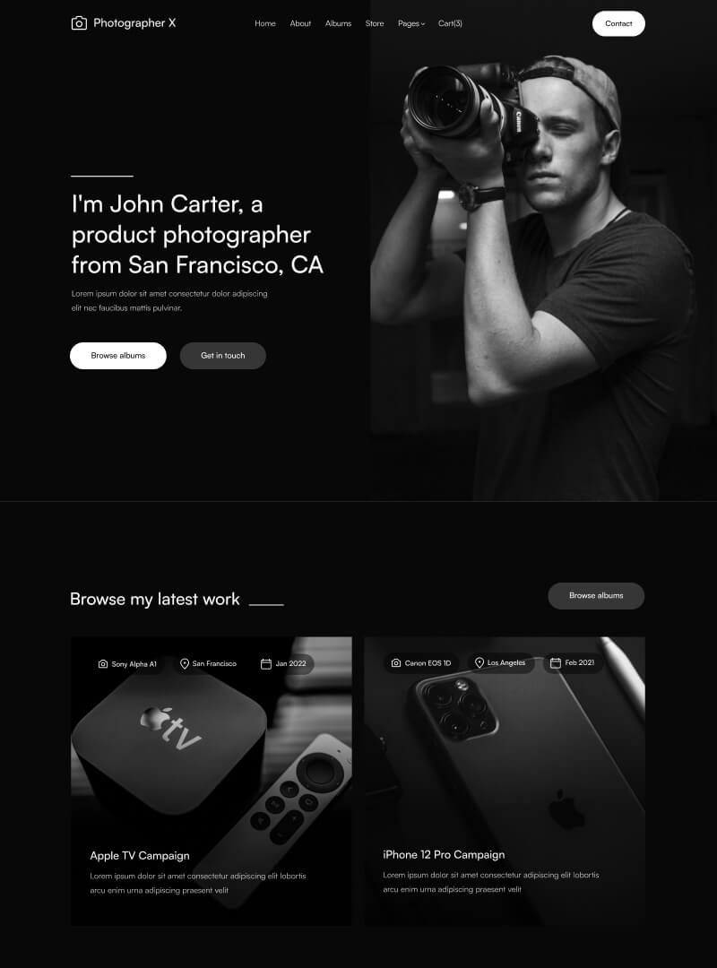 Home V1 - Photographer X Webflow Template