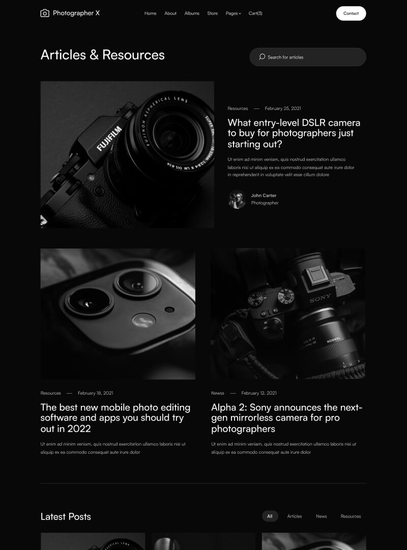 Blog V1 - Photographer X Webflow Template