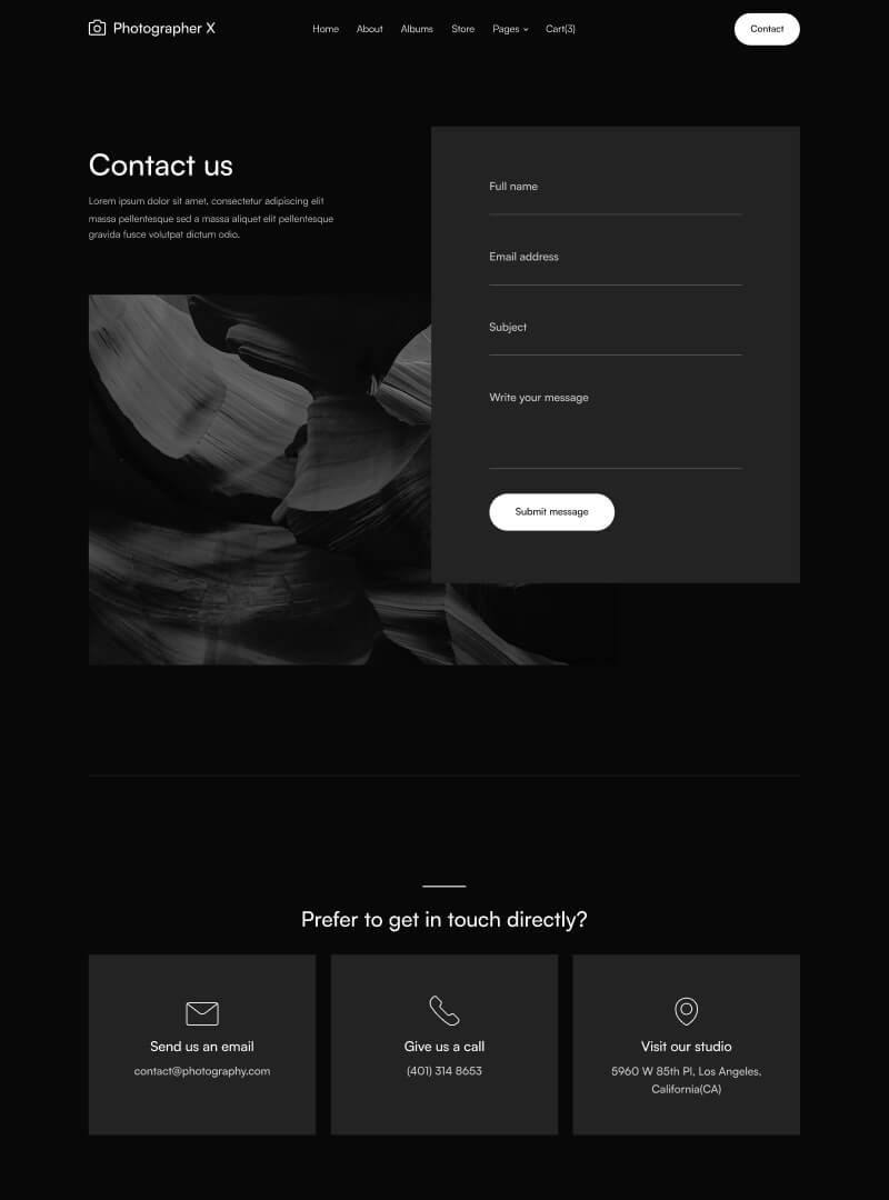 Contact V2 - Photographer X Webflow Template
