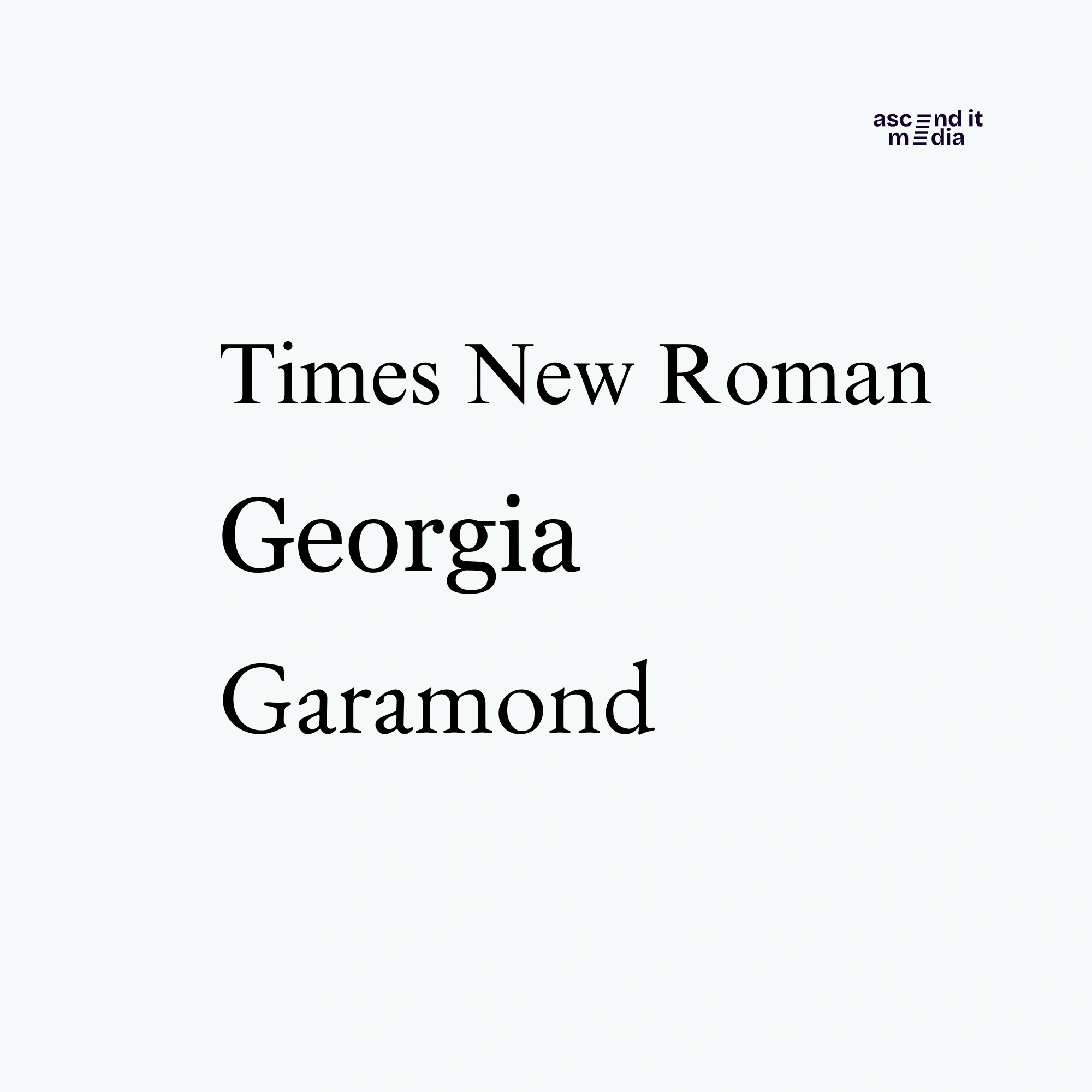 Times New Roman, Georgia, and Garamond  as Ascend It Media font example
