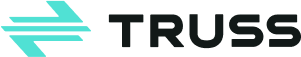 The logo for "TRUSS" featuring a teal stylized double arrow pointing right to the left of the word "TRUSS" in dark gray uppercase letters.