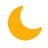 Orange crescent moon icon on a white background.