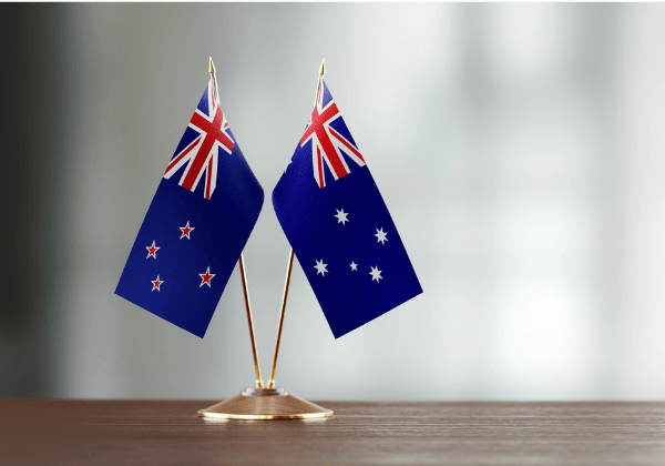 Australia and New Zealand flags