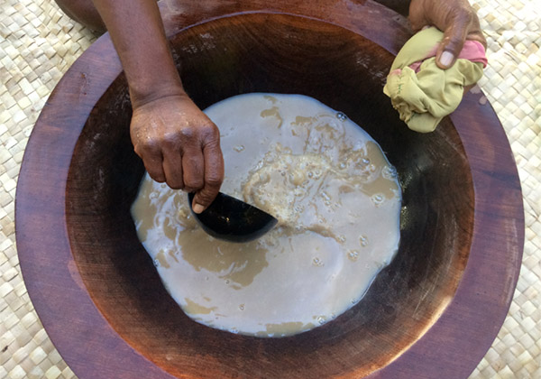 Bowl with Kava drink being prepared