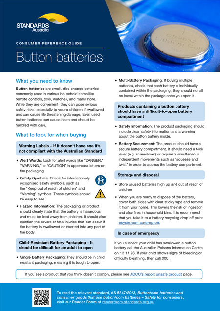 Consumer Reference Button batteries
