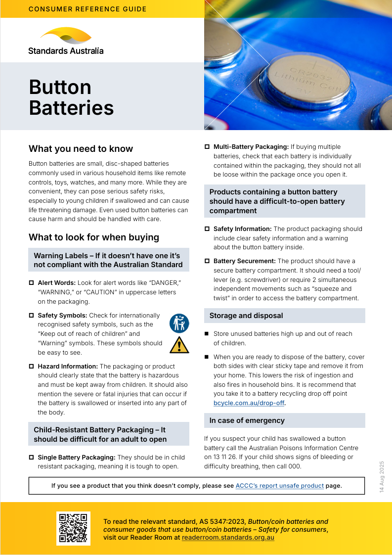 Consumer Reference Button batteries