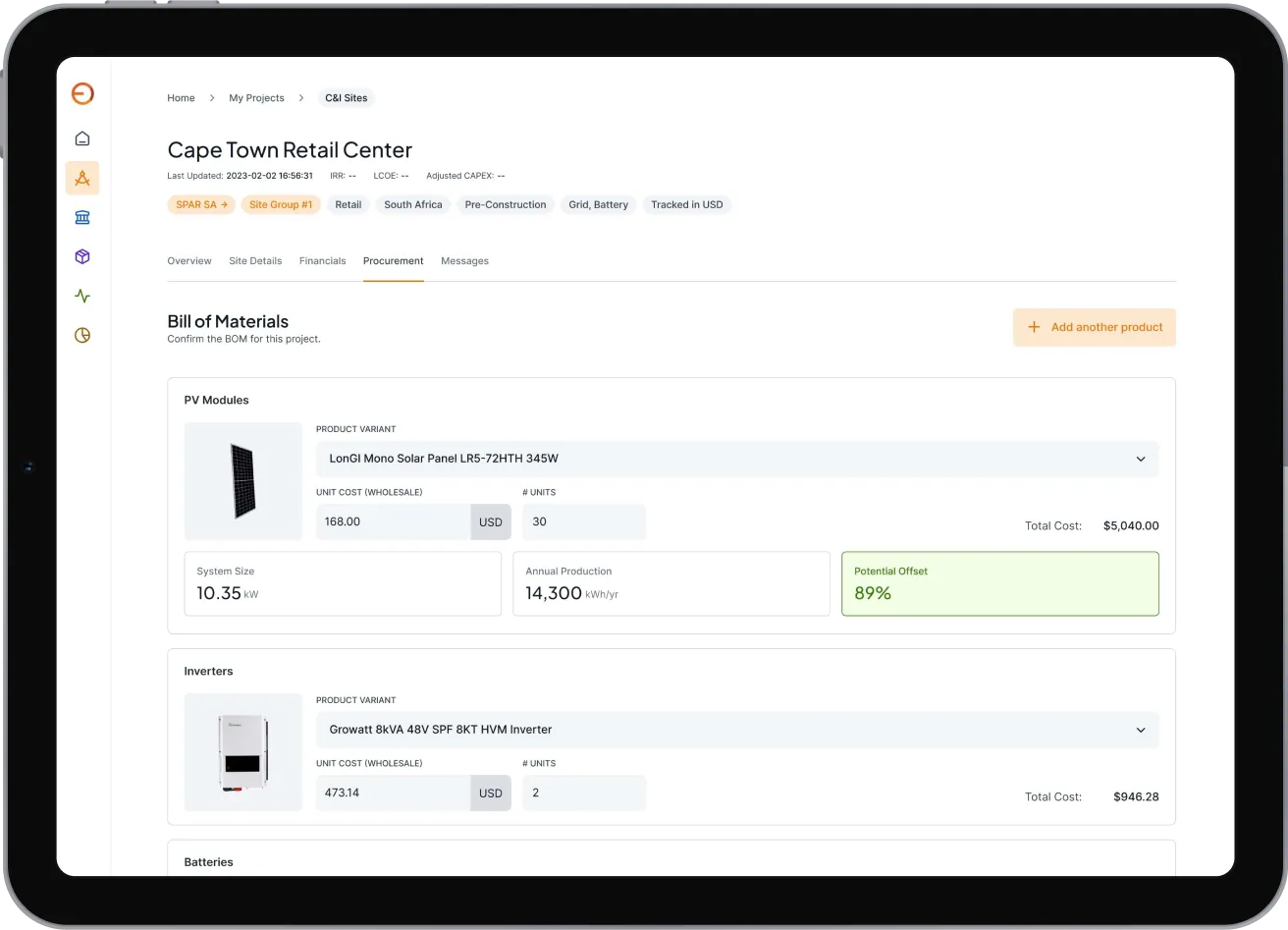 Odyssey supply chain credit order on a tablet