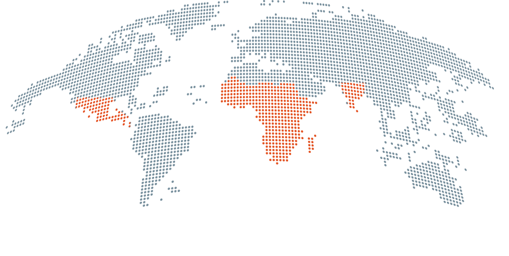 Map highlighting Mexico, Africa and India