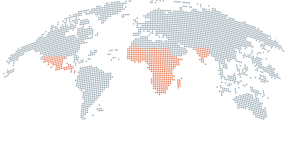 Map highlighting Mexico, Africa and India