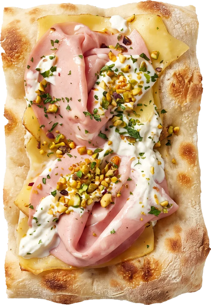 Mortadella and pistachio slice