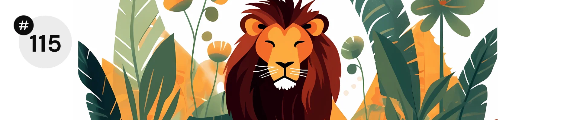 Illustration of a lion in the jungle