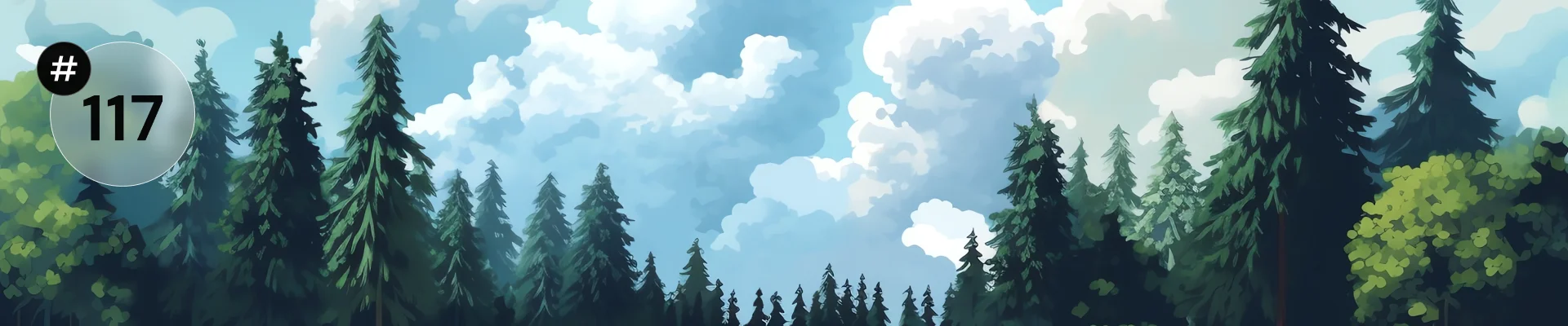 Illustration of a forest landscape with a sky