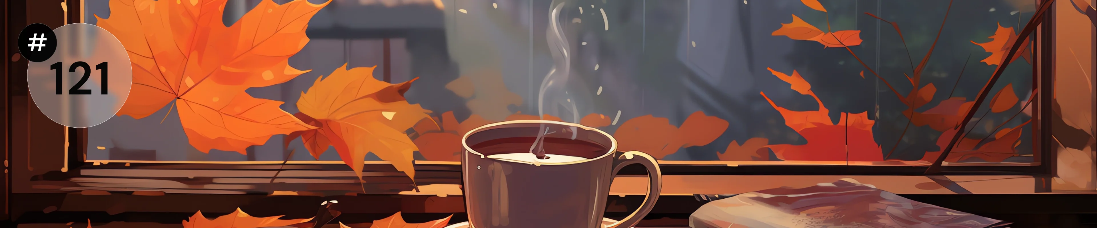 Illustration of a cup of tea, autumn