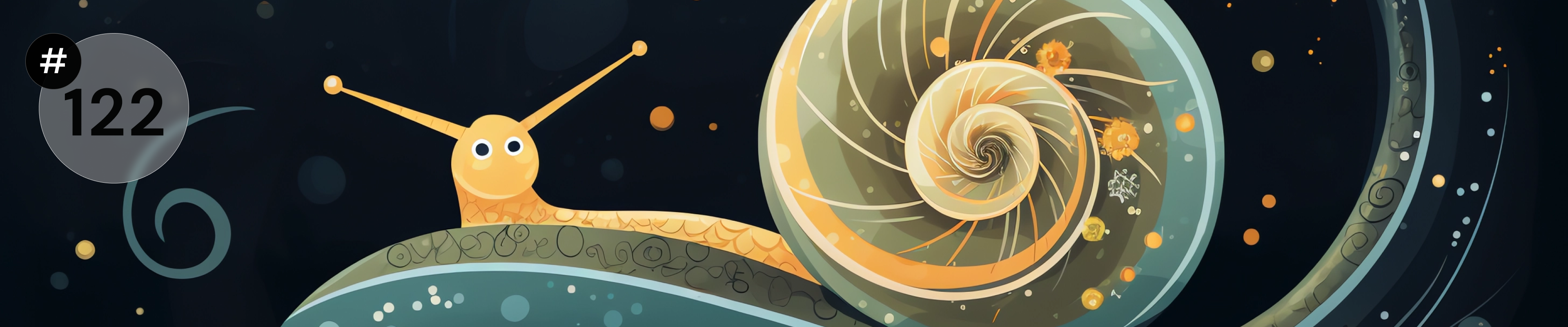 Illustration of a snail and a Fibonacci number