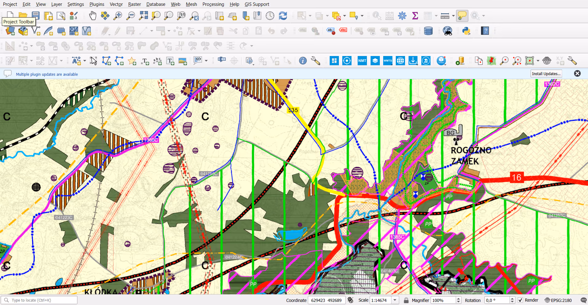 Screenshot of GIS software used to assess feasibility
