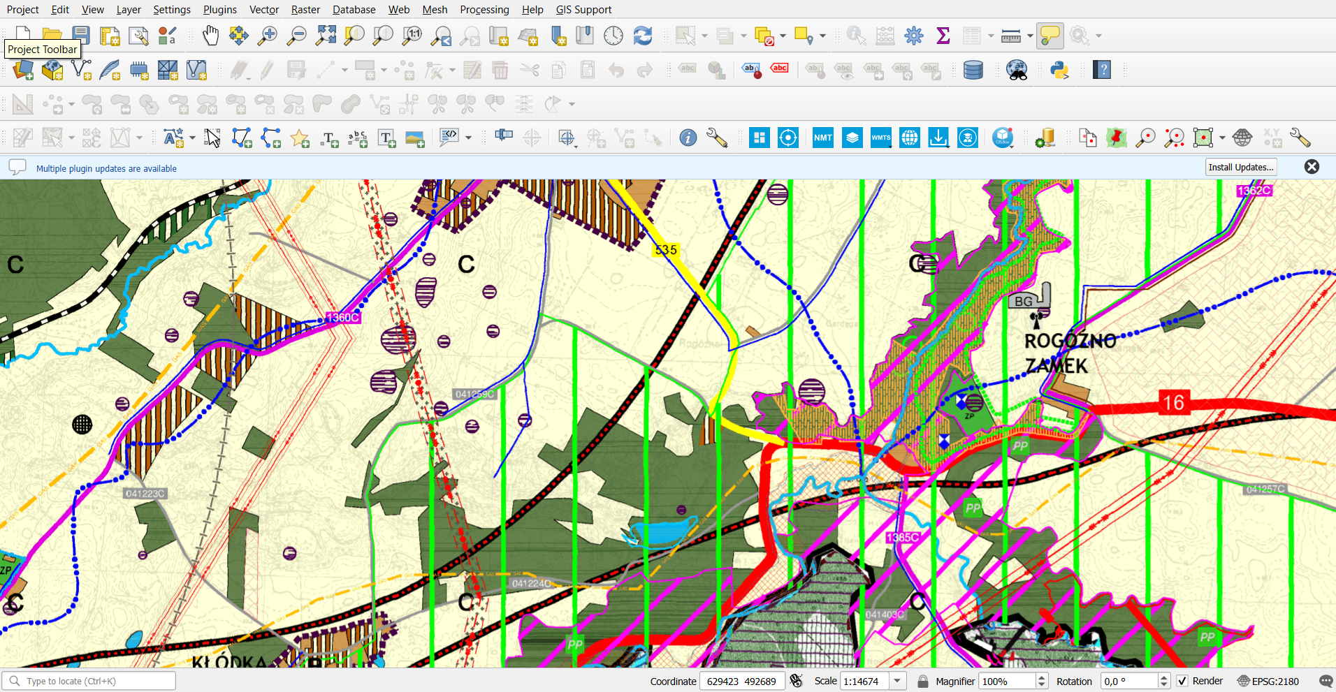 Screenshot of GIS software used to assess feasibility
