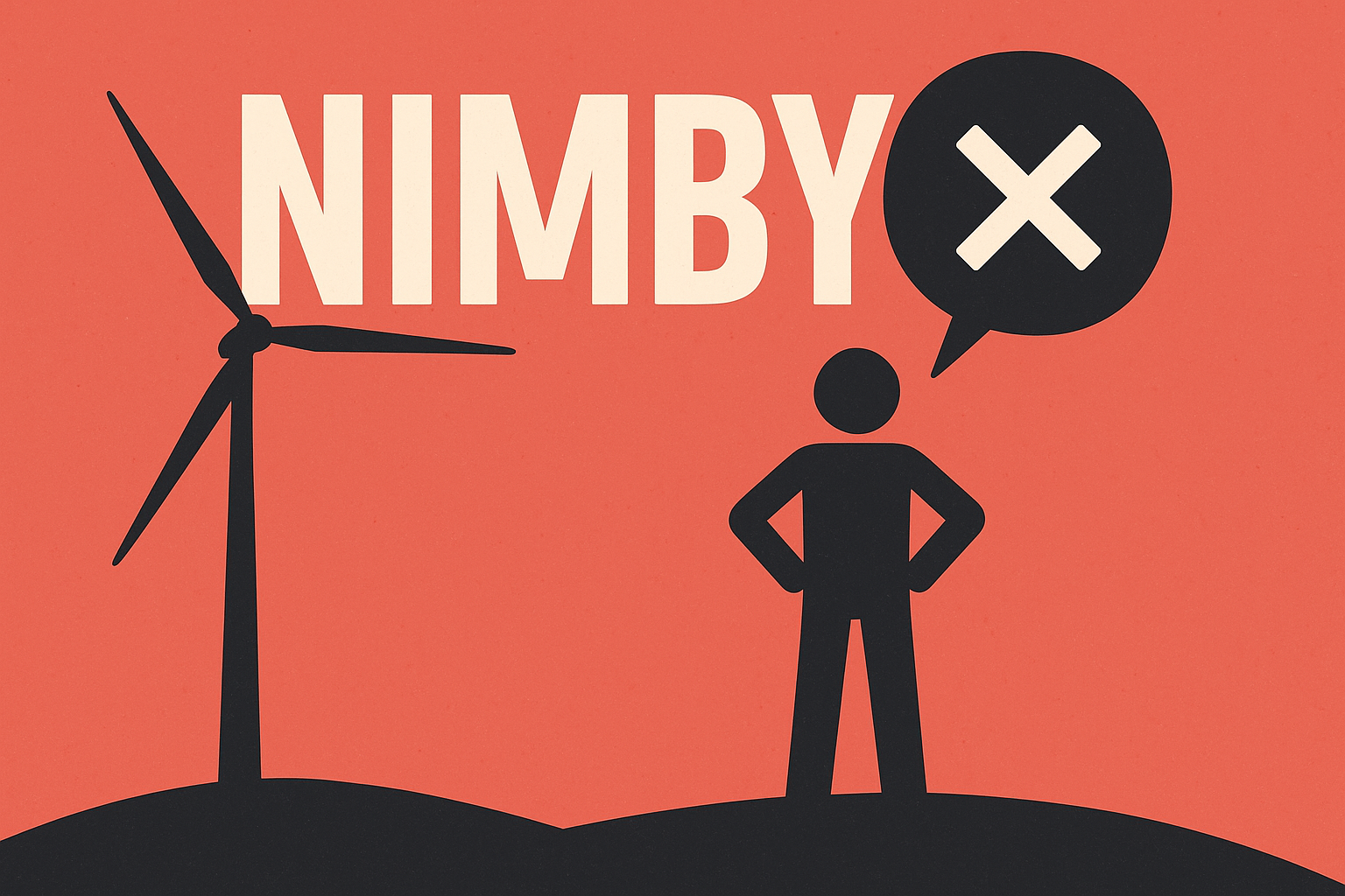 Symbolistic drawing of NIMBY community opposition.