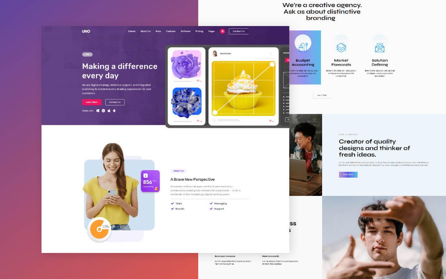 Uno 128 - Landing page and Marketing Website Template