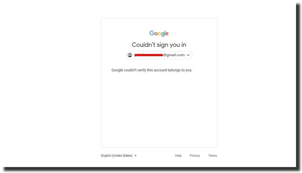 google log in option - verifying step